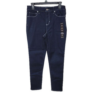 DKNY High Rise Skinny Ankle Jeans Dark Wash Contrast Stitch Sz 29 / 8